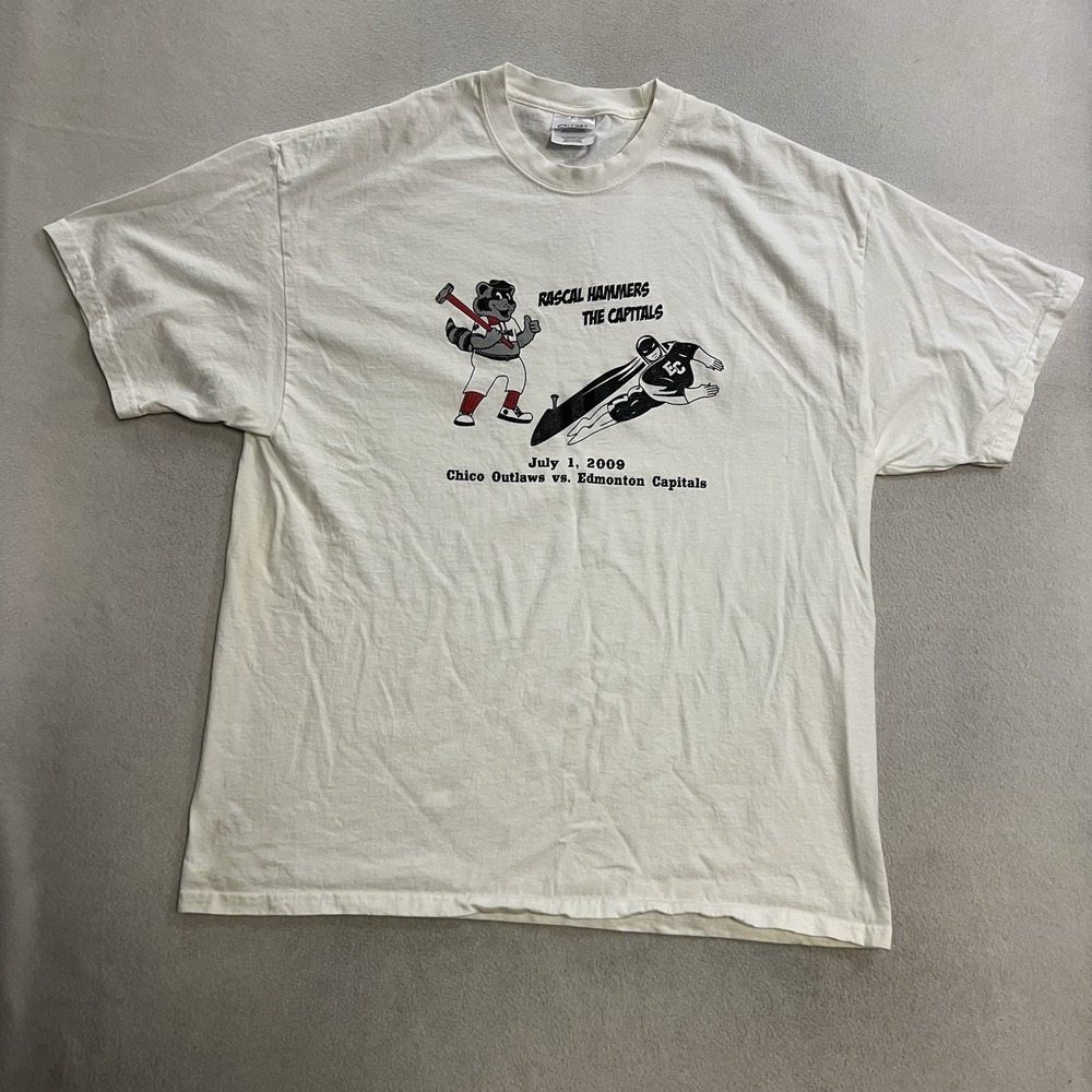 Vintage Chico Outlaws Shirt Mens XL Rascal the Raccoon Vs Edmonton Capitals 2009
